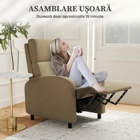 Fotoliu Relax HOMCOM Înclinabil Manual la 160° cu Suport pentru Picioare, Fotoliu Ergonomic Tapițat în Material Efect de In pentru Dormitor, Birou, Living și Sufragerie, Bej | Aosom Romania