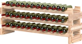 HOMCOM Suport pentru 36 sticle, etajeră pentru vin cu 3 niveluri modulare, 114×28×42,5cm, lemn natural | Aosom Romania