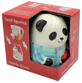 Cană figurină upside-down "Ursuleț panda bleu"