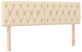 Pat box spring cu saltea, crem, 140x200 cm, textil Crem, 140 x 190 cm, Design cu nasturi