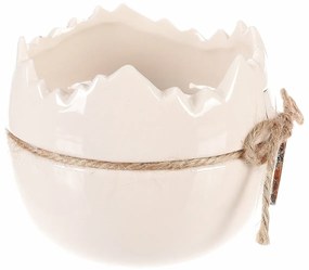 Mască de ghiveci ceramică de Paște, coajă cuiepure, 9 x 9 x 9 cm, alb