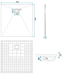 Rea Magnum cadita de dus patrata x90 cm negru REA-K7008