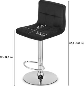 OFERTA Scaun de bar negru PROT VELVET cu picior negru Calitatea II