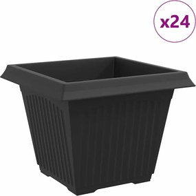 vidaXL Vază pătrată pentru flori 24 pcs Negru 43 x 43 x 33,5 cm