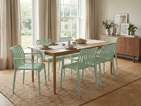 Scaun din plastic TREGO cu brate, verde