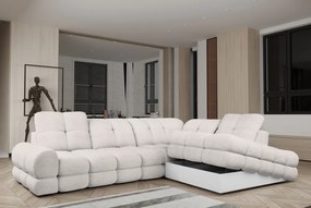 Set canapea extensibilă cu funcţie de extensie electrică, crem, pe dreapta, TOLLO L ROH