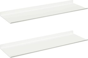 vidaXL Raft suspendat Pe perete 2 pcs Alb 60 x 18 x 2,5 cm Oțel