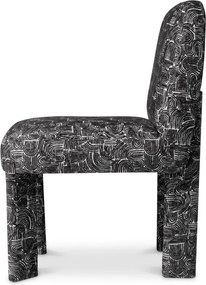 Scaun dining tapitat LUX Magnus, Solent alb cu negru