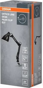 Osram - Lampă de birou DESK LINE cu clemă, 1xE27/11W/230V, neagră