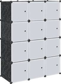 vidaXL Organizator cuburi depozitare cu 12 cuburi și tije de agățat PP