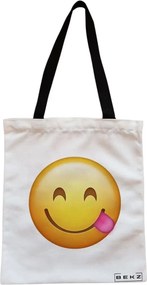 Sacosa de Panza pentru Cumparaturi, Geanta Tote, model Playful, Cu fermoar, 38x34.5 cm, Alba, BEKZ®