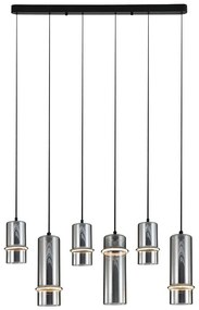 Lustra cu 6 pendule LED, SMOKE GLASS-BLACK, ZB-2537