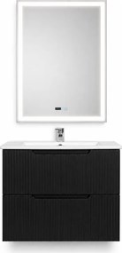 Set Mobilier Baie Suspendat 60 cm Riflat – Nero (Negru) SET MOBILIER CU OGLINDA LED FARA DEZABURIRE