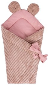 Păturică de înfășat roz din catifea reiată 35x65 cm – Meowbaby