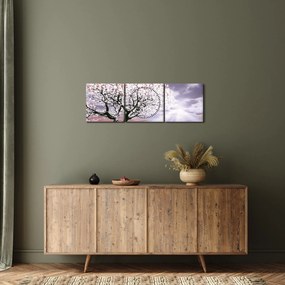 Tablou cu pomul roșu (cu ceas) (90x30 cm)