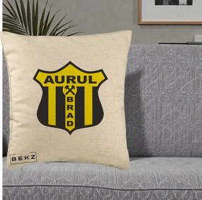 Perna Personalizata Aurul Brad Fotbal, 40x40 cm, Bej, Husa Detasabila, Perna Inclusa, BEKZ®