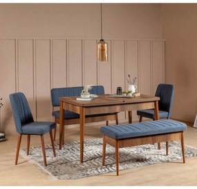 Bancă Vina Dark Blue and Walnut
