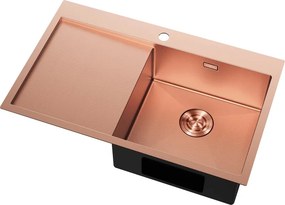 Mexen Exar chiuvetă de oțel inoxidabil cu 1 compartiment și scurgător, dreaptă 780 x 480 mm, cupru HC - 6434781010P-65HC
