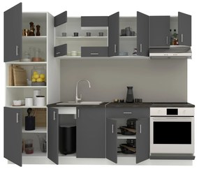 Set Bucatarie Karo V20, Antracit/Alb, Blat Thermo 28 mm, L 260 cm