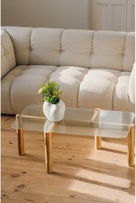 Măsuță de cafea în culoare naturală cu blat din sticlă 55x105 cm Kob – noo.ma