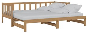 806963 vidaXL Pat extensibil de zi, maro miere, 2x(90x200) cm lemn masiv pin
