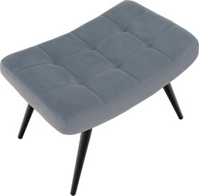 Fotoliu cu suport pentru picioare, ţesătură Velvet gri/negru, HABEN