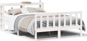 vidaXL Cadru de pat fără saltea, alb, 150x200 cm, lemn masiv pin