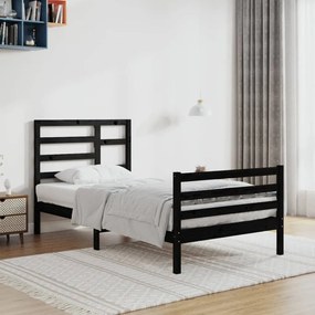 3105849 vidaXL Cadru de pat, negru, 90x200 cm, lemn masiv