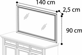 Comodă lemn masiv crem Victoria Patinat, 202 × 50 × 90 cm