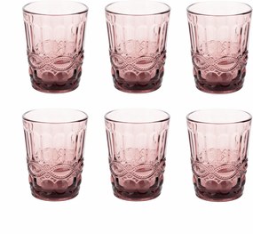 Set de pahare de apă, 6buc, 240 ml, roz, FREGATA TYPE 2