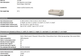 Canapea moderna design LUX Agostino, Nuoro beige