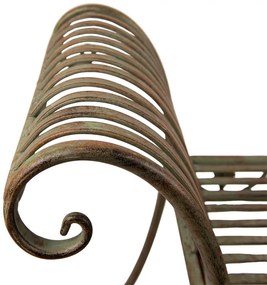Banca de gradina, verde, din metal, aspect antichizat