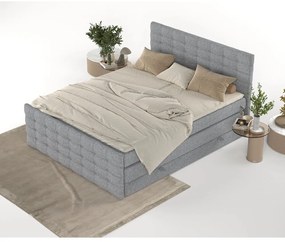 Pat boxspring gri cu spațiu de depozitare 200x200 cm Blend – Maison de Rêve