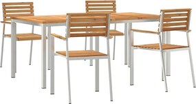 vidaXL Set de masă pentru grădină 5 pcs Maro Lemn solid de tec