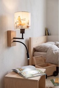 Brilagi - Lampă LED flexibilă BOBO WOOD 1xE27/25W/230V + LED/3W stejar/negru/alb/imprimeu animalier.