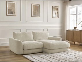 Colțar bej cu tapițerie din chenille (cu colț pe partea dreaptă/cu șezlong) Leonore – Bobochic Paris