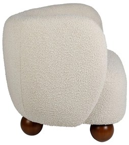 Fotoliu boucle, ecru, din stofa, Sixties