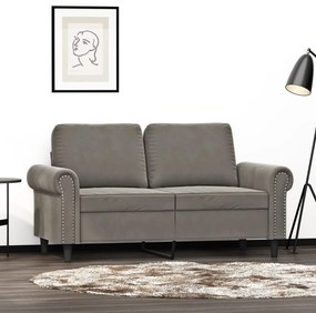 Canapea cu 2 locuri, gri deschis, 120 cm, catifea Gri deschis, 152 x 77 x 80 cm