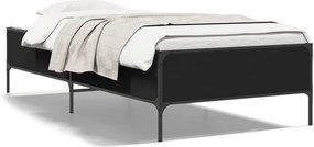 vidaXL Cadru de pat, negru, 90x190 cm, lemn prelucrat și metal