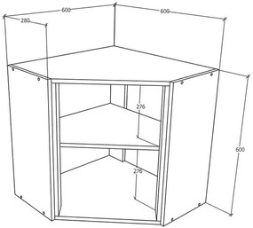 Corp Superior Colt Karo, Lemn Natural/Alb, 60 x 60 x 60 cm
