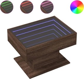 vidaXL Măsuță de cafea cu LED stejar maro 70x50x45 cm lemn prelucrat