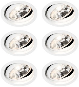 Set 6 becuri Spot modern încastrat alb reglabil - Chuck 111