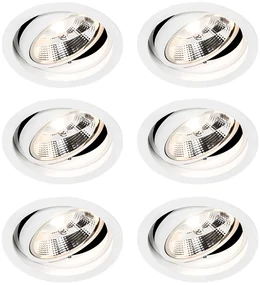 Set 6 becuri Spot modern încastrat alb reglabil - Chuck 111