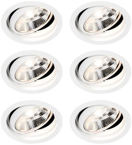 Set de 6 spoturi încastrate rotunde, reglabile, albe - Chuck 111