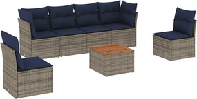 vidaXL Set canapele de grădină cu perne, 7 piese, gri, poliratan