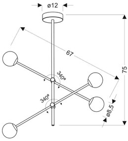 Lustră pe tijă PAKSOS 4xG9/5W/230V neagră