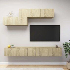 vidaXL Set de dulapuri TV, 6 piese, stejar sonoma, lemn prelucrat