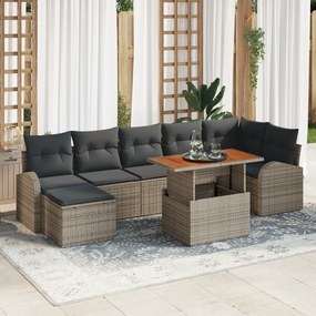 vidaXL Set de canapele pentru grădină cu pernă 8 pcs Gri