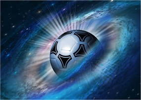 Tablou pe sticlă - Fotbal în spațiu (70x50 cm)