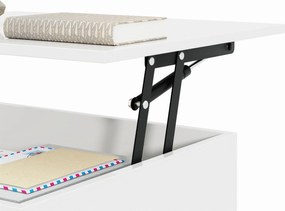 Masă de cafea cu înălțime reglabilă, cu sticlă și bandă LED, 100x50x33/47,5 cm, Alb